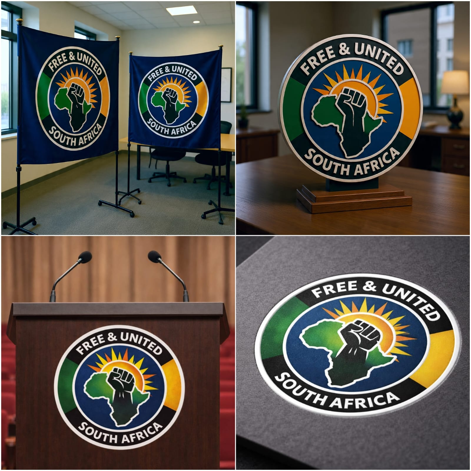 Free & United South Africa logo branding mockups
