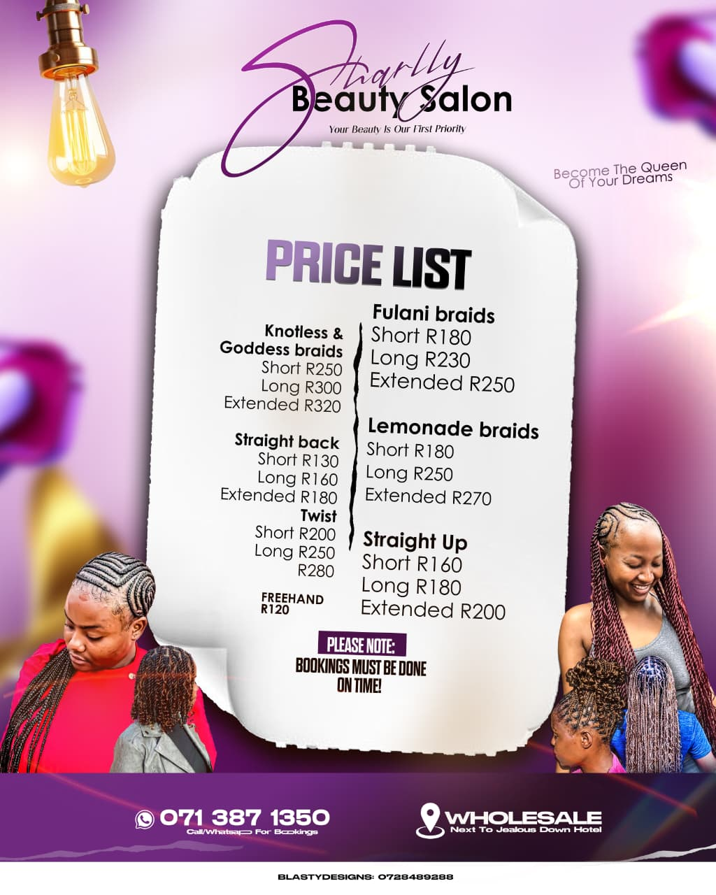 Starlly Beauty Salon price list design